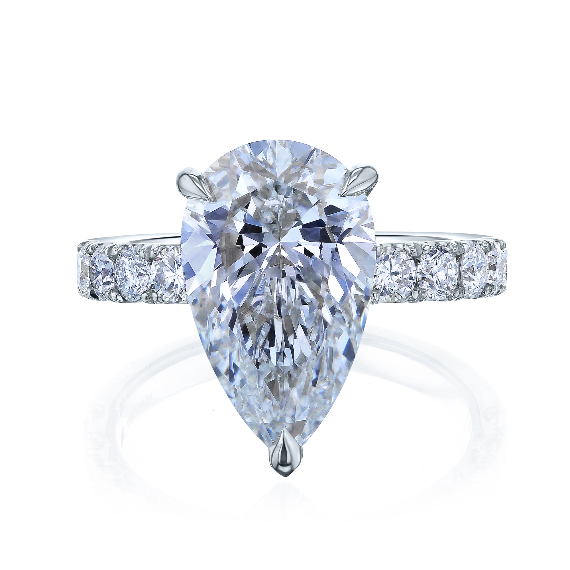 6 Carat Pear Lab Grown Diamond Fuji Engagement Ring in White Gold