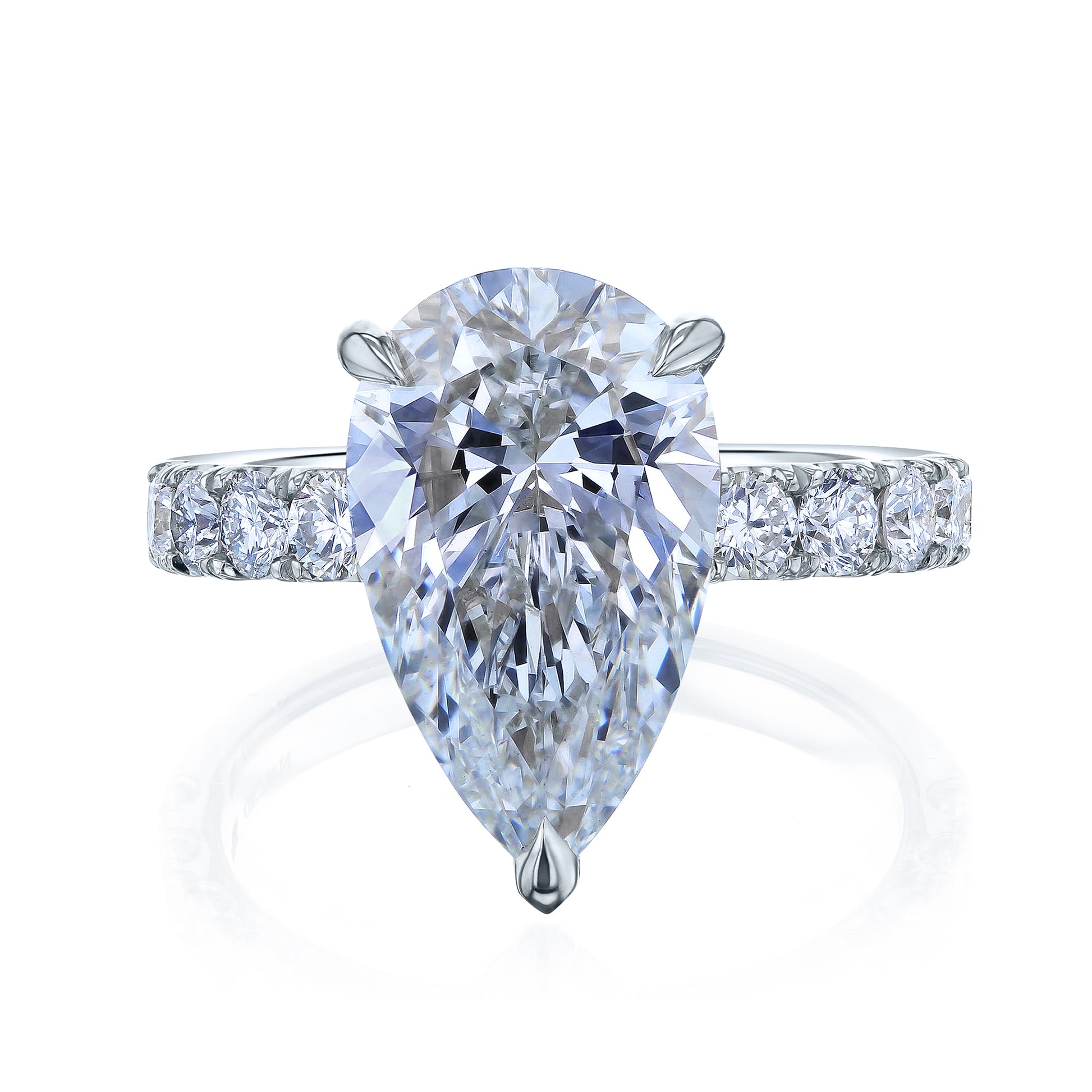 6 Carat Pear Lab Grown Diamond Fuji Engagement Ring in White Gold