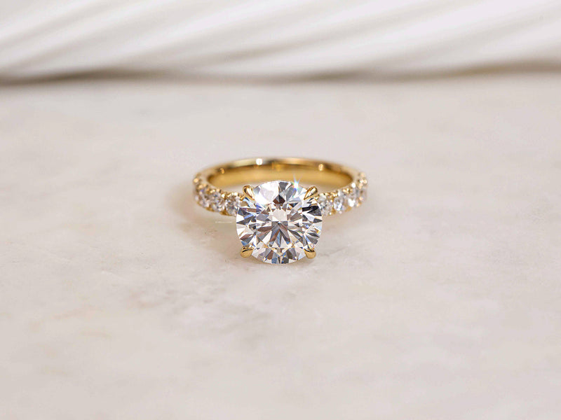 Yellow Gold Sample Ring Featuring a 4 Carat Center