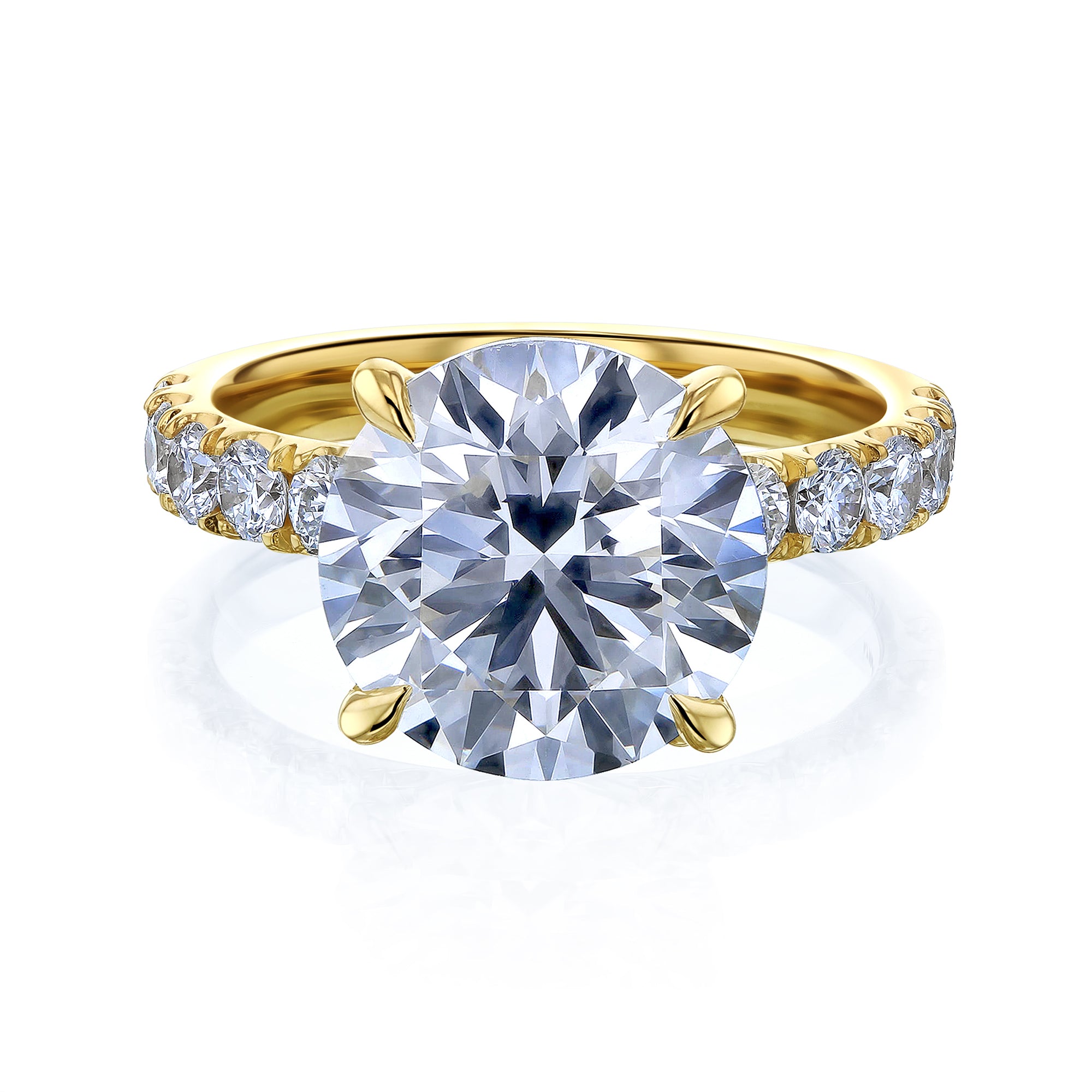 6 Carat Round Lab Grown Diamond Seville Ring in Yellow Gold