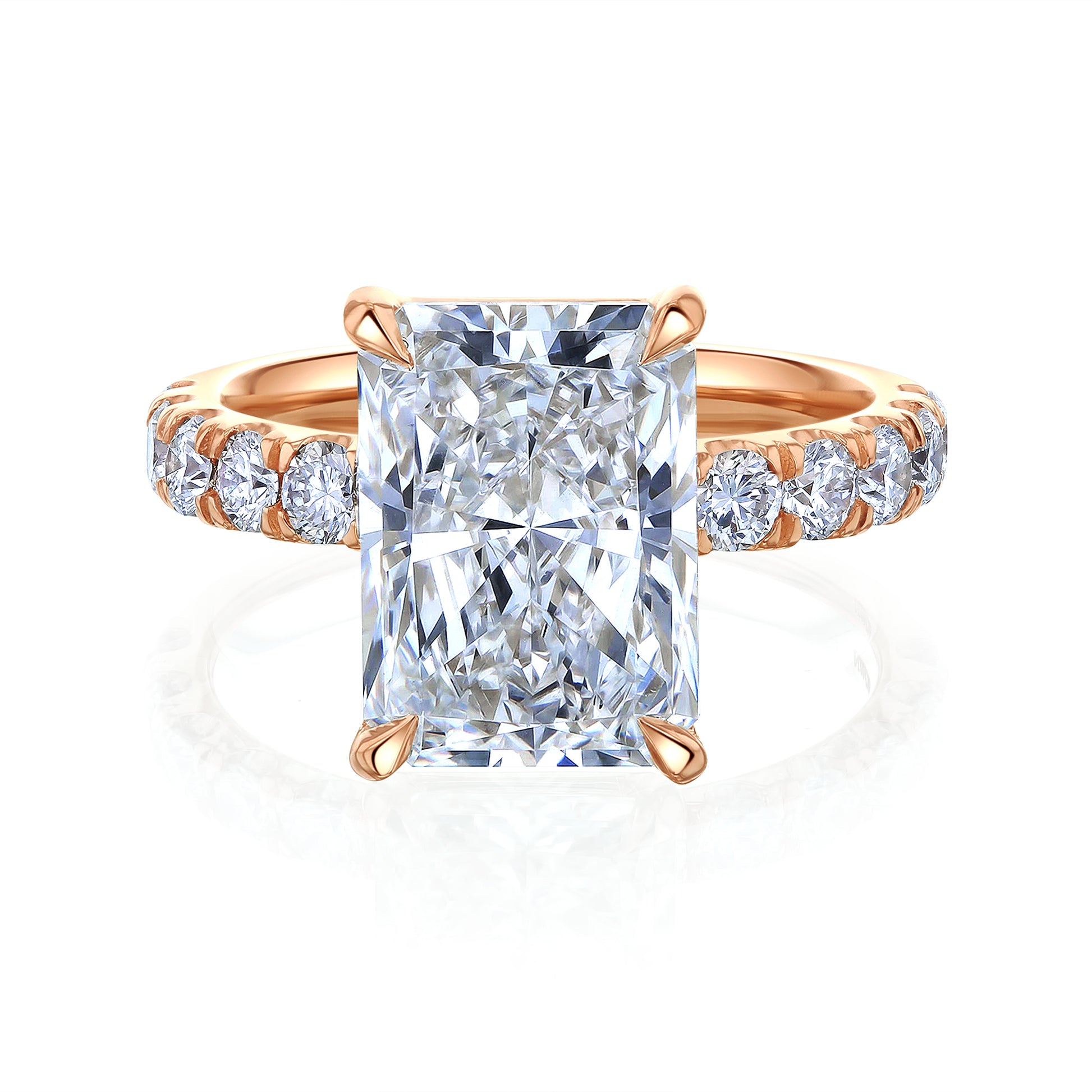 6 Carat Radiant Lab Grown Diamond Petra Ring in Rose Gold