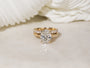 Sample in size 7.5 stacking the Florence Wedding Ring over the Jovie Engagement Ring