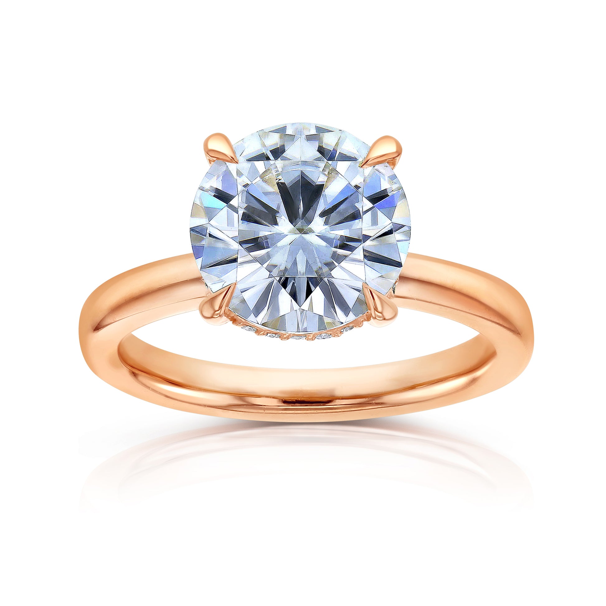 4.1 Carat Round Lab Grown Diamond Drape Halo Verona Engagement Ring in Rose Gold