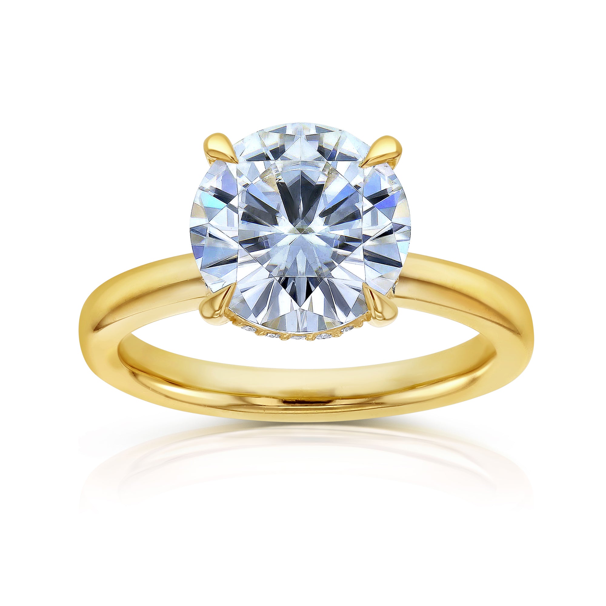 4.1 Carat Round Lab Grown Diamond Drape Halo Verona Engagement Ring in Yellow Gold