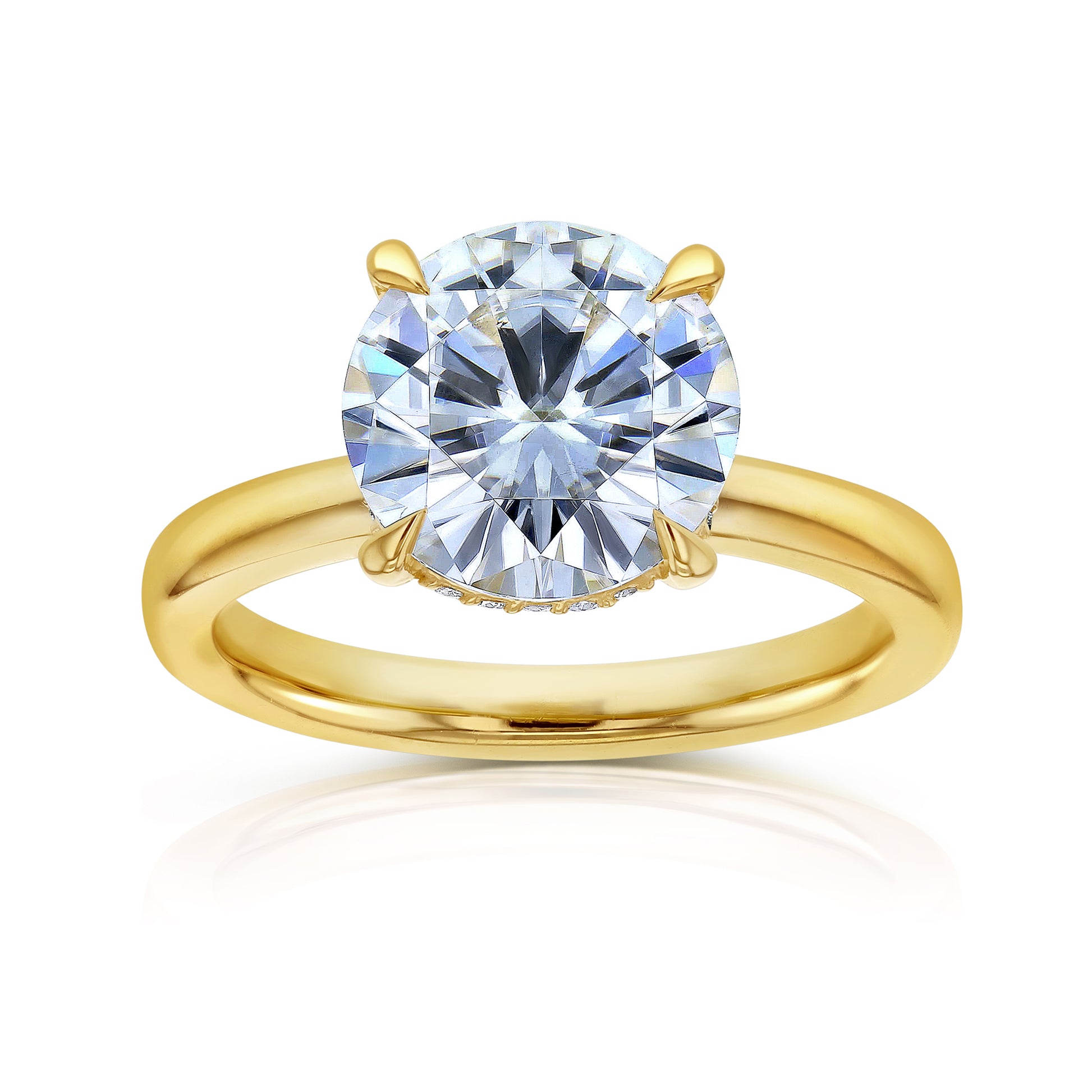 4.1 Carat Round Lab Grown Diamond Drape Halo Verona Engagement Ring in Yellow Gold