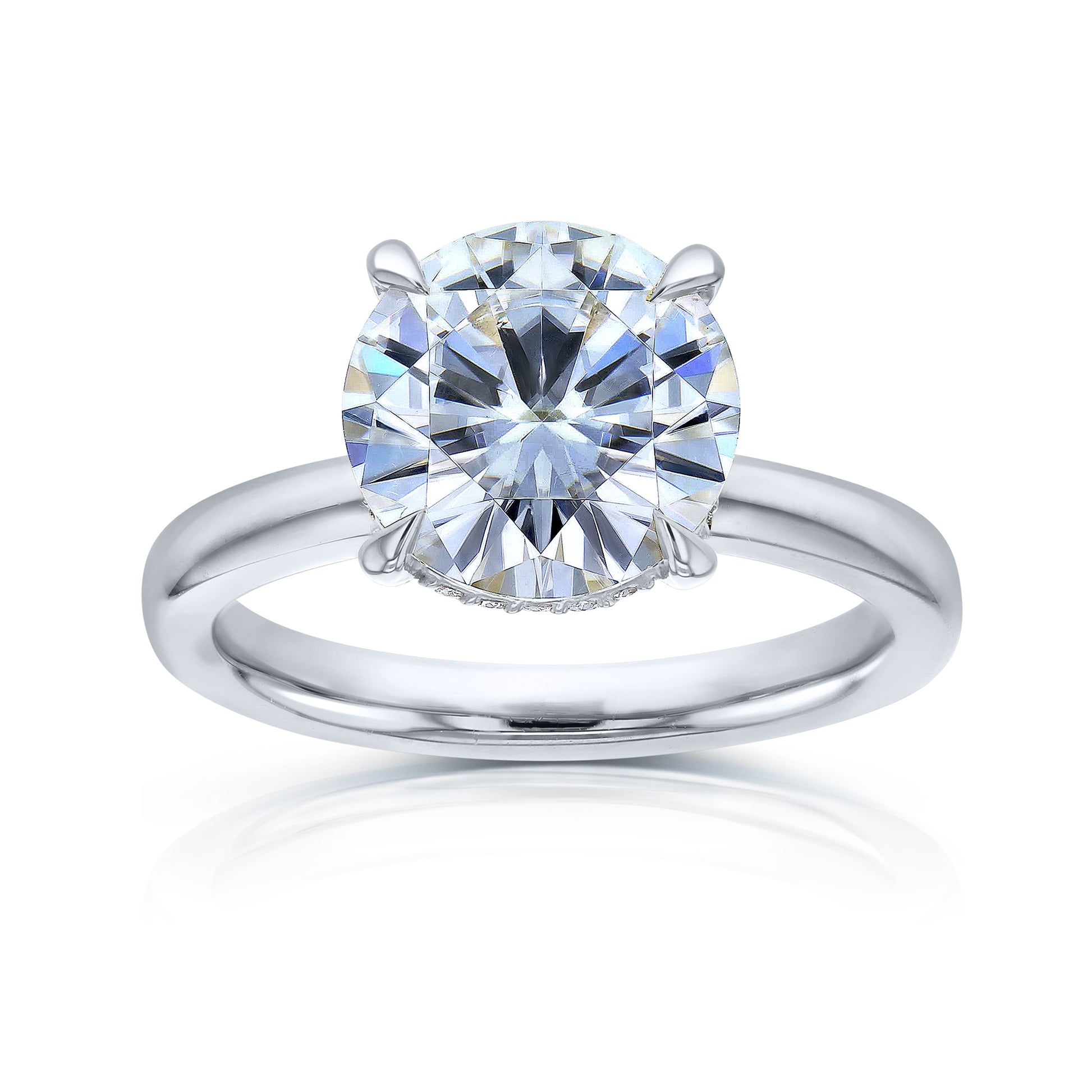 4.1 Carat Round Lab Grown Diamond Drape Halo Verona Engagement Ring in White Gold