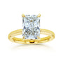 4.1 Carat Radiant Lab Grown Diamond Drape Halo Hallstatt Ring in Yellow Gold