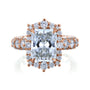 4.5 Carat Lab Grown Diamond Rococo Halo Vintage Style Engagement Ring in 14k Rose Gold