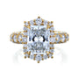 4.5 Carat Lab Grown Diamond Rococo Halo Vintage Style Engagement Ring in 14k Yellow Gold