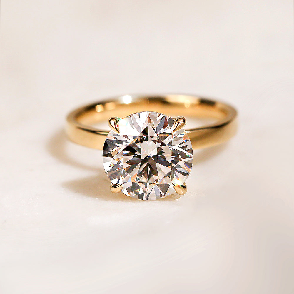 4 Carat Lab Grown Diamond Solitaire Round Havana Ring