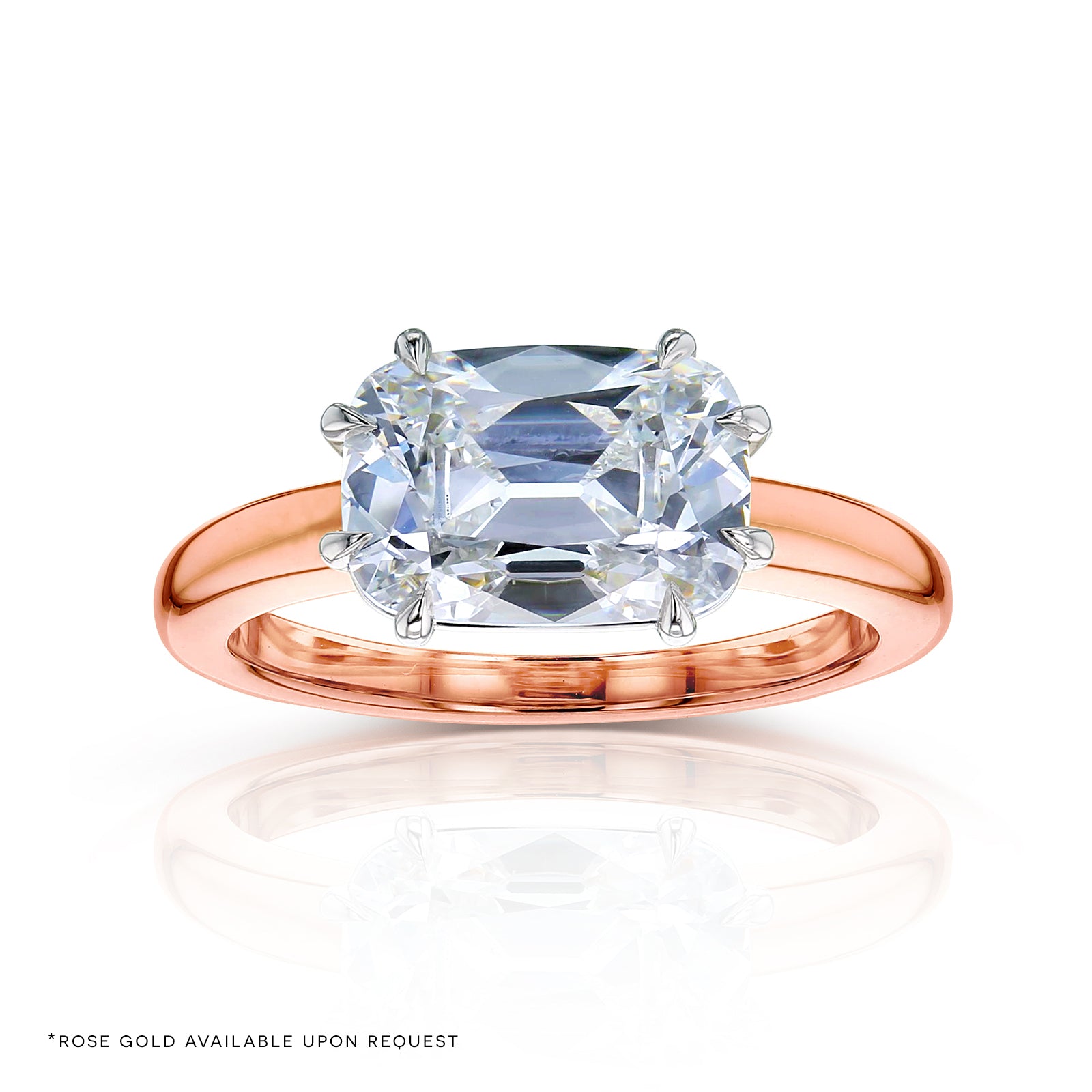 Kobelli 3 Carat East-West Emerald Old Mine Cut Lab Grown Diamond Charli Ring in Rose Gold