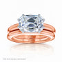 Kobelli 3 Carat East-West Emerald Old Mine Cut Lab Grown Diamond Charli Two Ring Bridal Set in Rose Gold