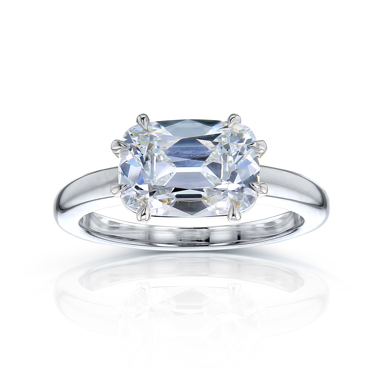 Kobelli 3 Carat East-West Emerald Old Mine Cut Lab Grown Diamond Charli Ring in White Gold