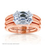 Kobelli 3 Carat East-West Emerald Old Mine Cut Lab Grown Diamond Charli Three Ring Bridal Set in Rose Gold