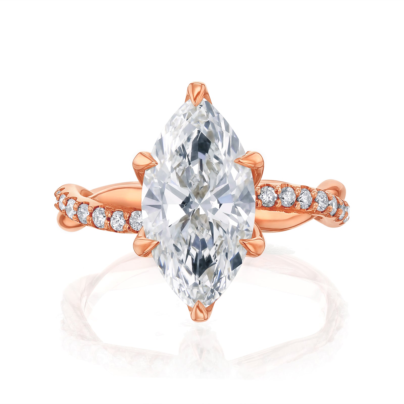 3.25 Carat Lab Grown Diamond Marquise Shifting Helix Ring