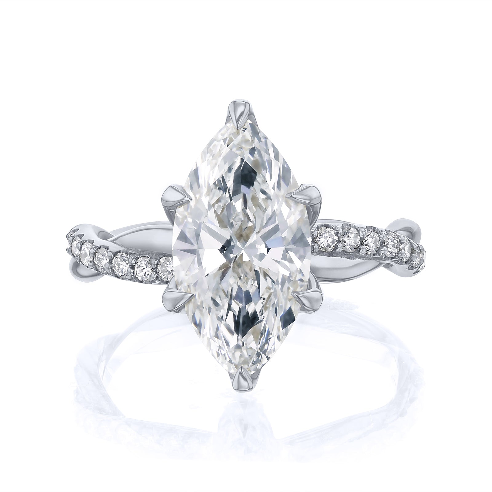 3.25 Carat Lab Grown Diamond Marquise Shifting Helix Ring