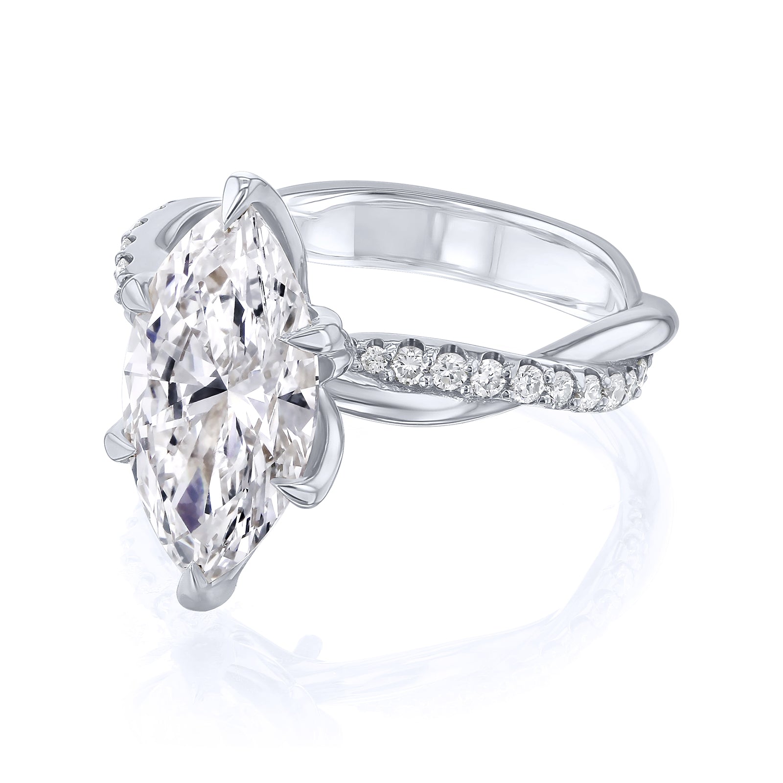 3.25 Carat Lab Grown Diamond Marquise Shifting Helix Ring
