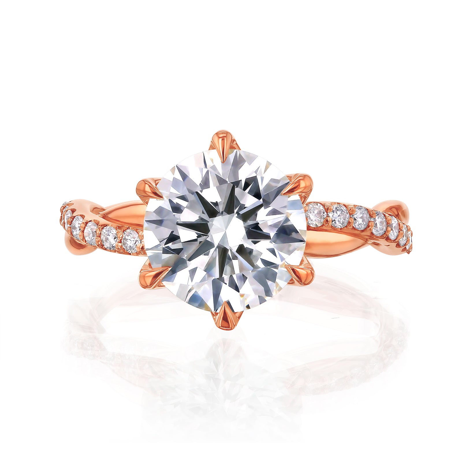 3.25 Carat Lab Grown Diamond Round Shifting Helix Ring
