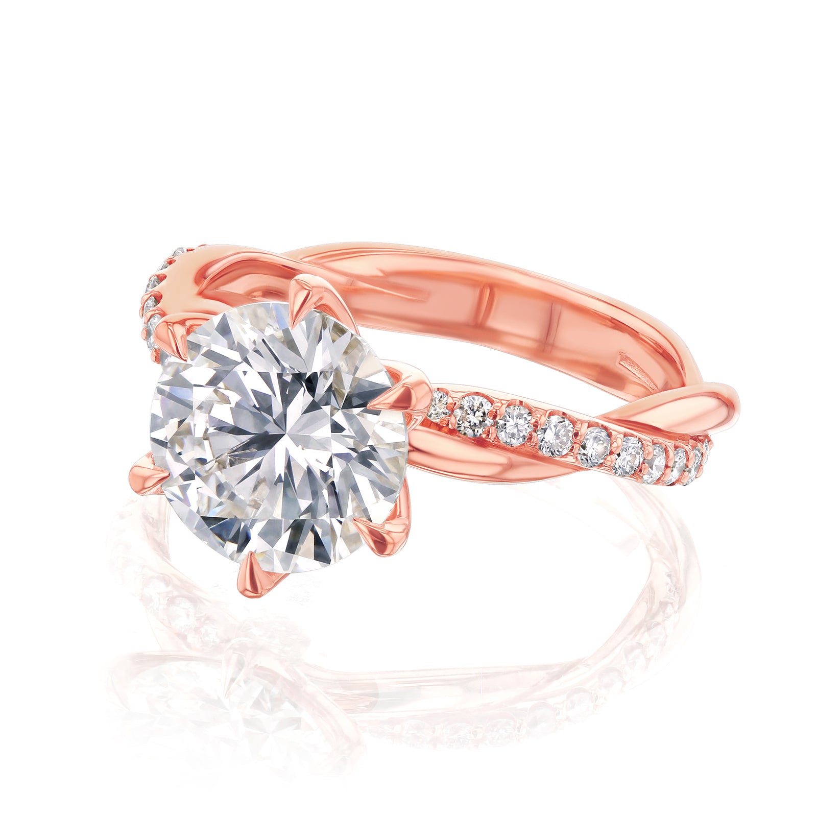 3.25 Carat Lab Grown Diamond Round Shifting Helix Ring