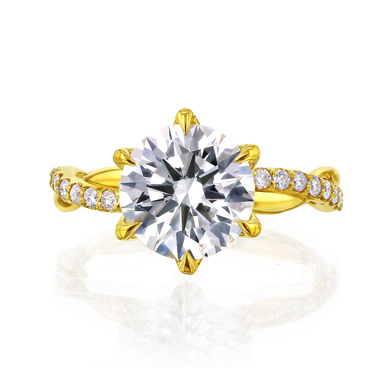 3.25 Carat Lab Grown Diamond Round Shifting Helix Ring