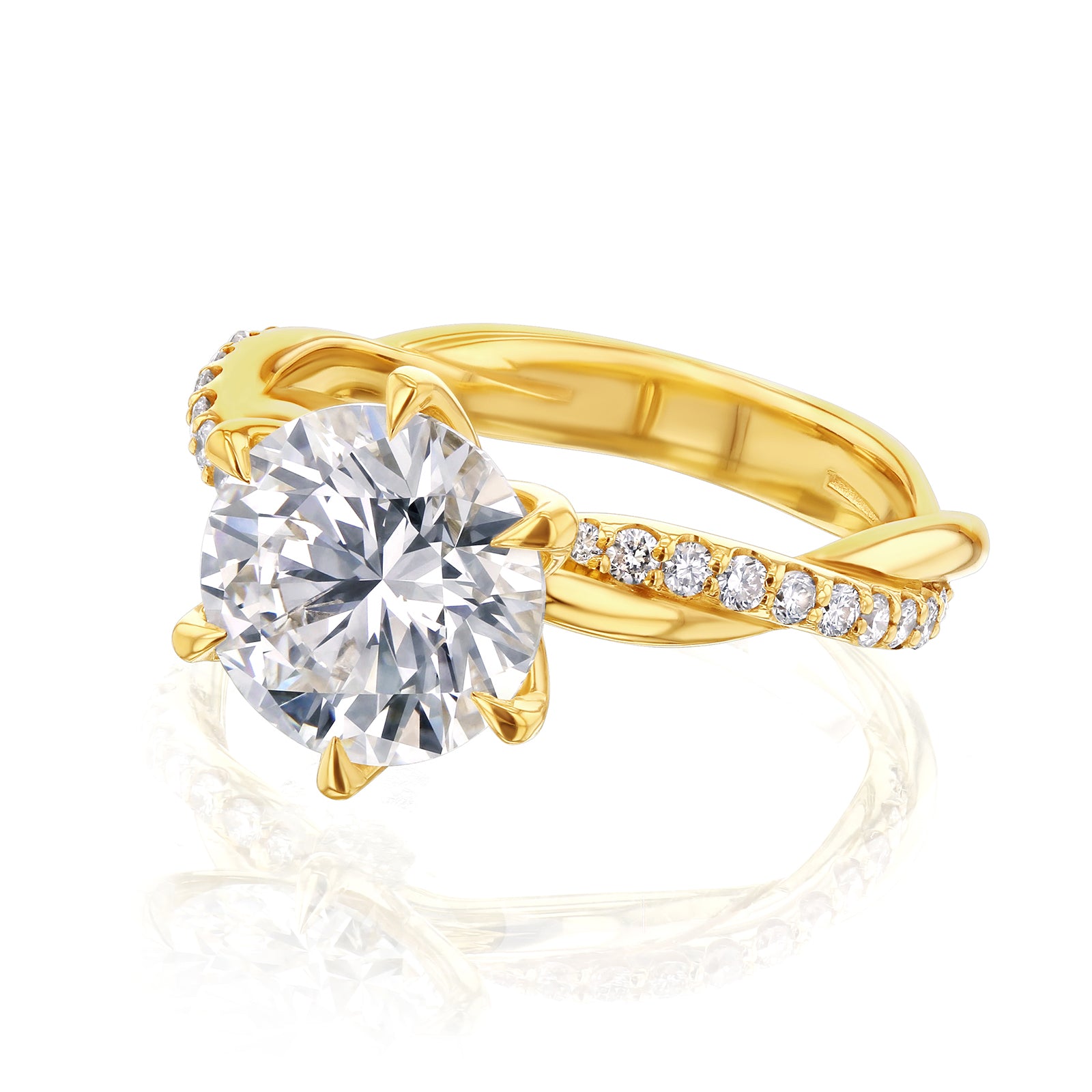 3.25 Carat Lab Grown Diamond Round Shifting Helix Ring