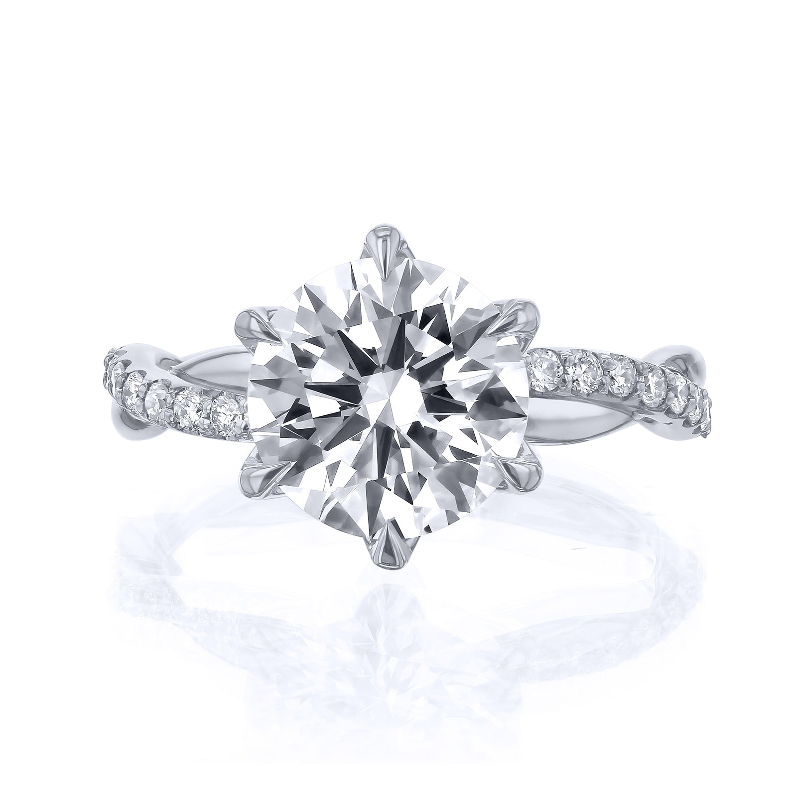 3.25 Carat Lab Grown Diamond Round Shifting Helix Ring