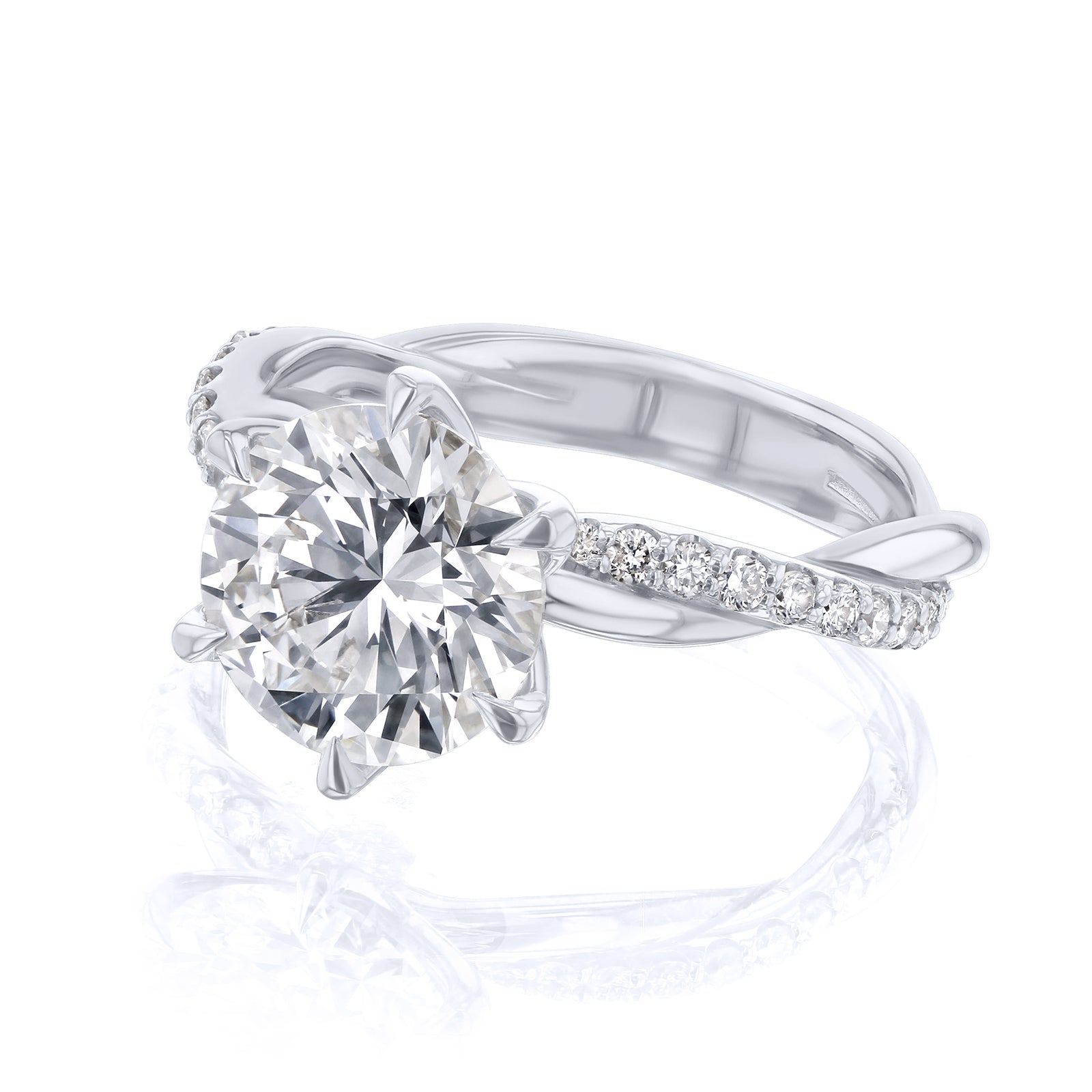 3.25 Carat Lab Grown Diamond Round Shifting Helix Ring