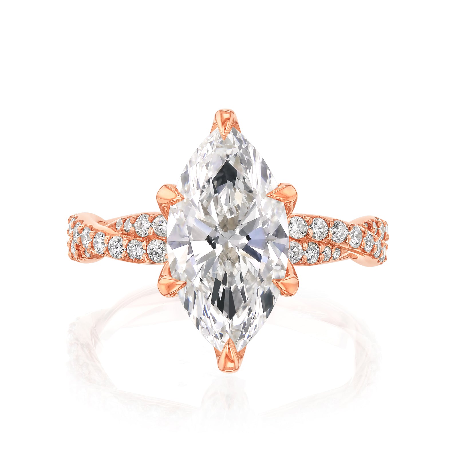 3.5 Carat Lab Grown Diamond Marquise Double Helix Ring