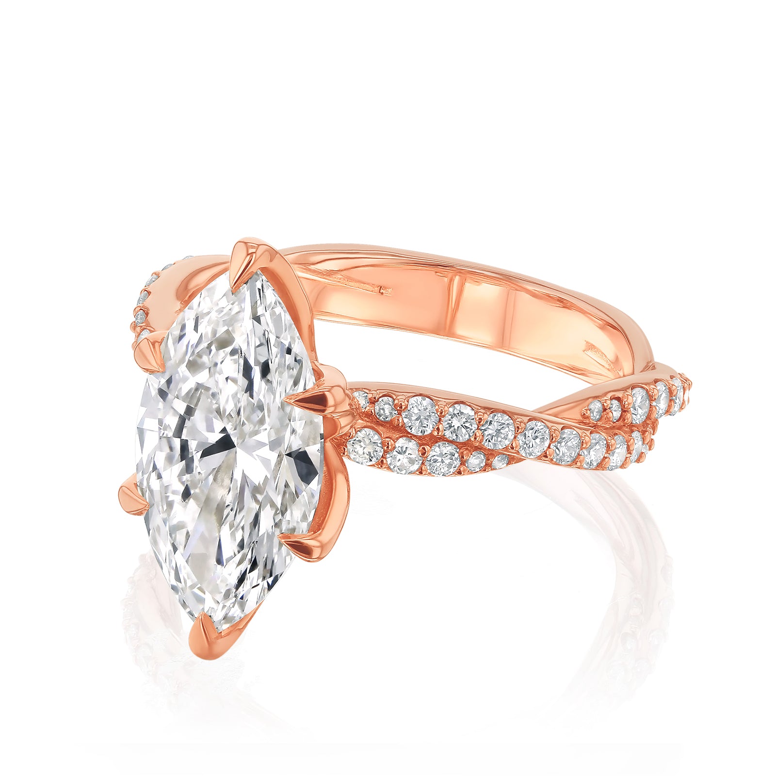 3.5 Carat Lab Grown Diamond Marquise Double Helix Ring
