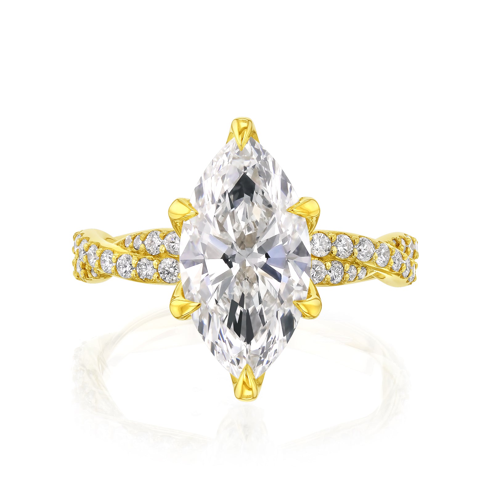 3.5 Carat Lab Grown Diamond Marquise Double Helix Ring