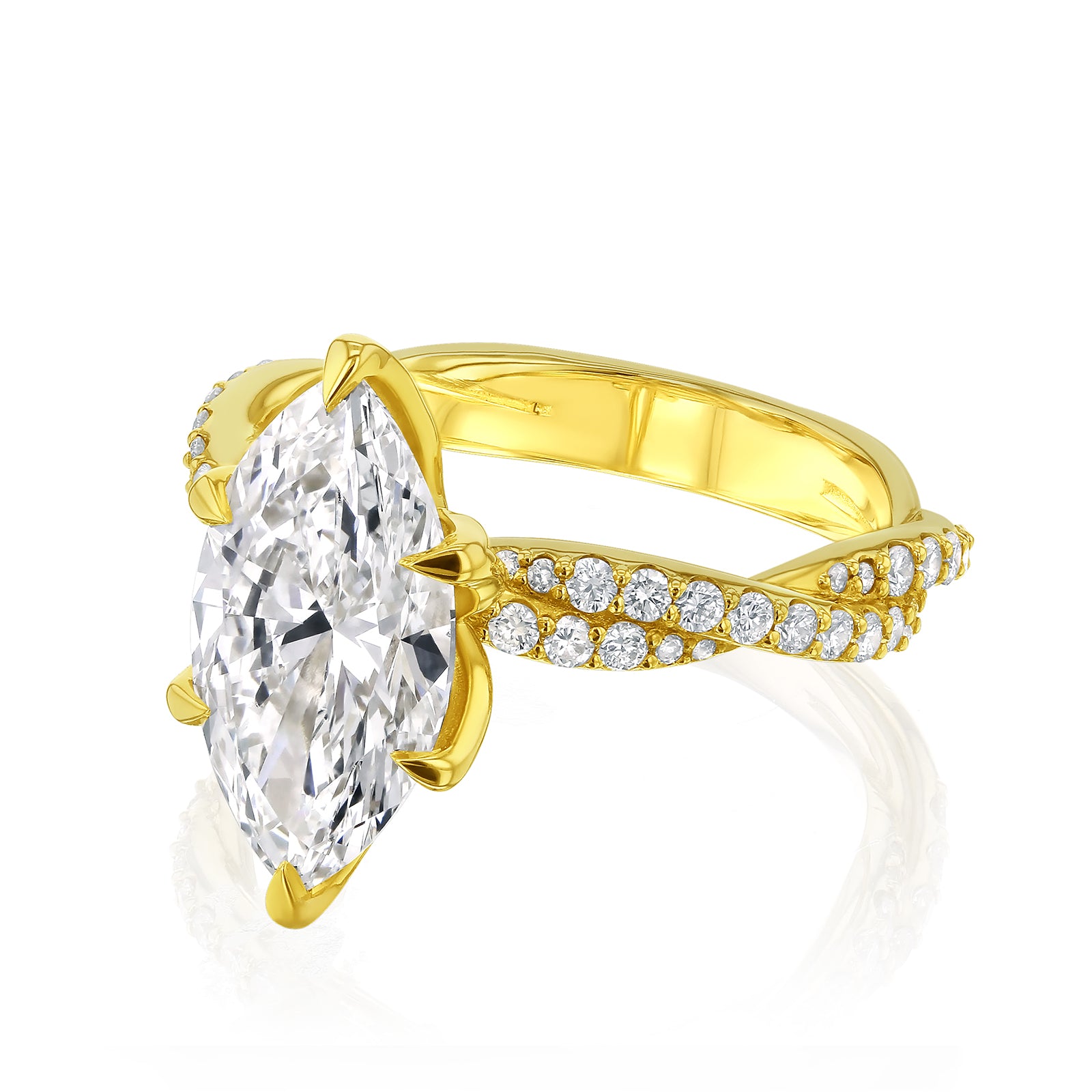 3.5 Carat Lab Grown Diamond Marquise Double Helix Ring