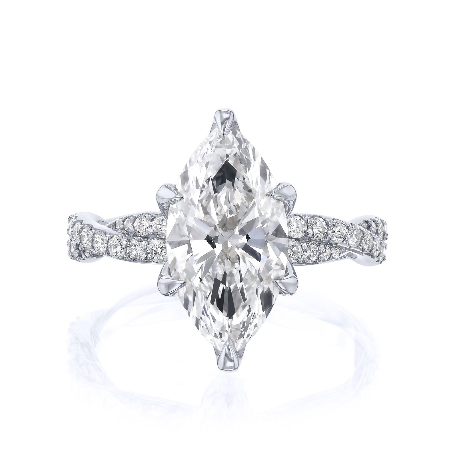 3.5 Carat Lab Grown Diamond Marquise Double Helix Ring