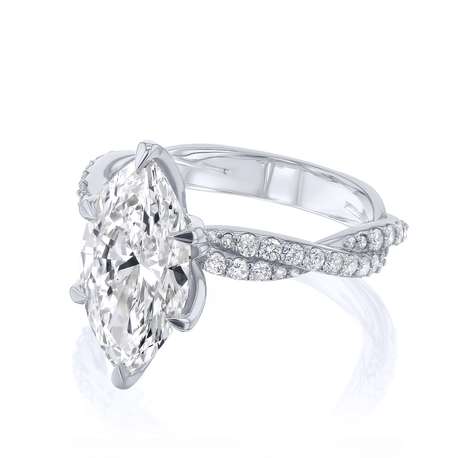 3.5 Carat Lab Grown Diamond Marquise Double Helix Ring