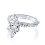 Kobelli Helix Ring in white gold with a large marquise diamond and smaller round diamonds on the band against a white background
