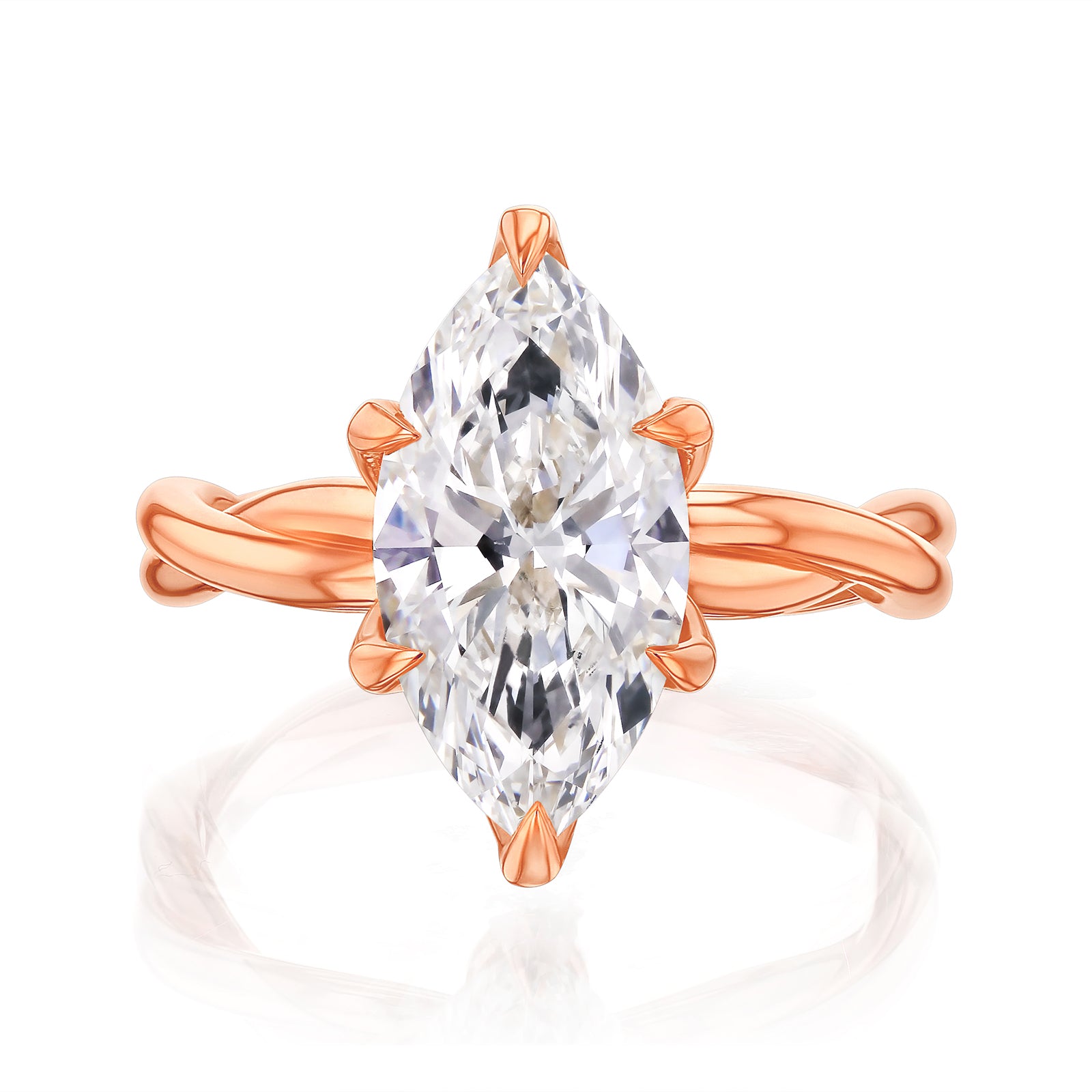 3 Carat Lab Grown Diamond Marquise Plain Helix Ring