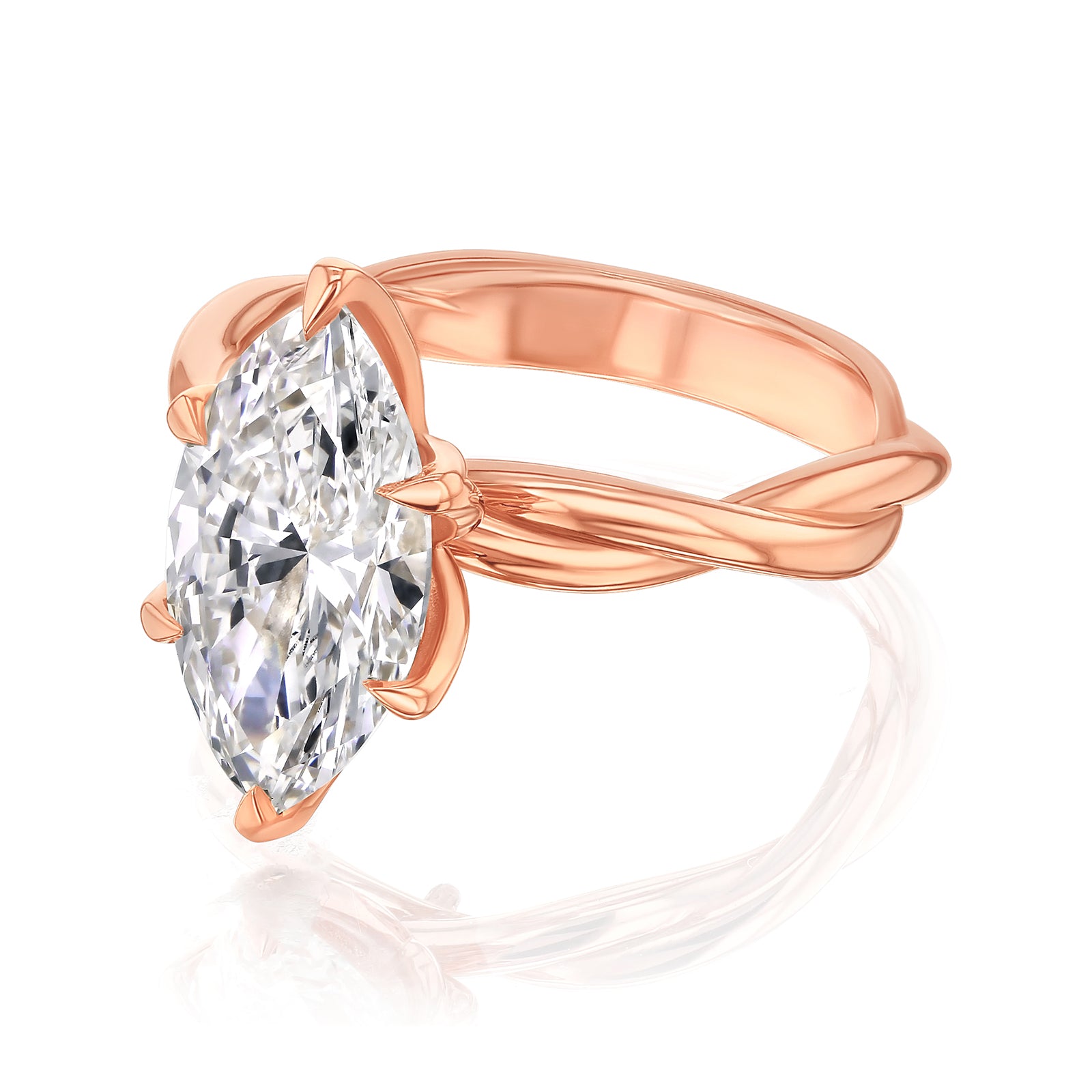 3 Carat Lab Grown Diamond Marquise Plain Helix Ring