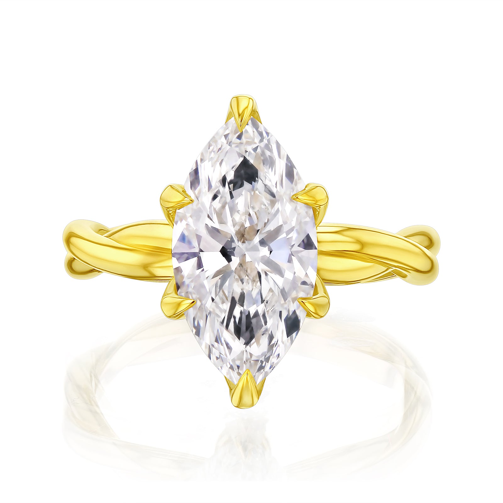 3 Carat Lab Grown Diamond Marquise Plain Helix Ring
