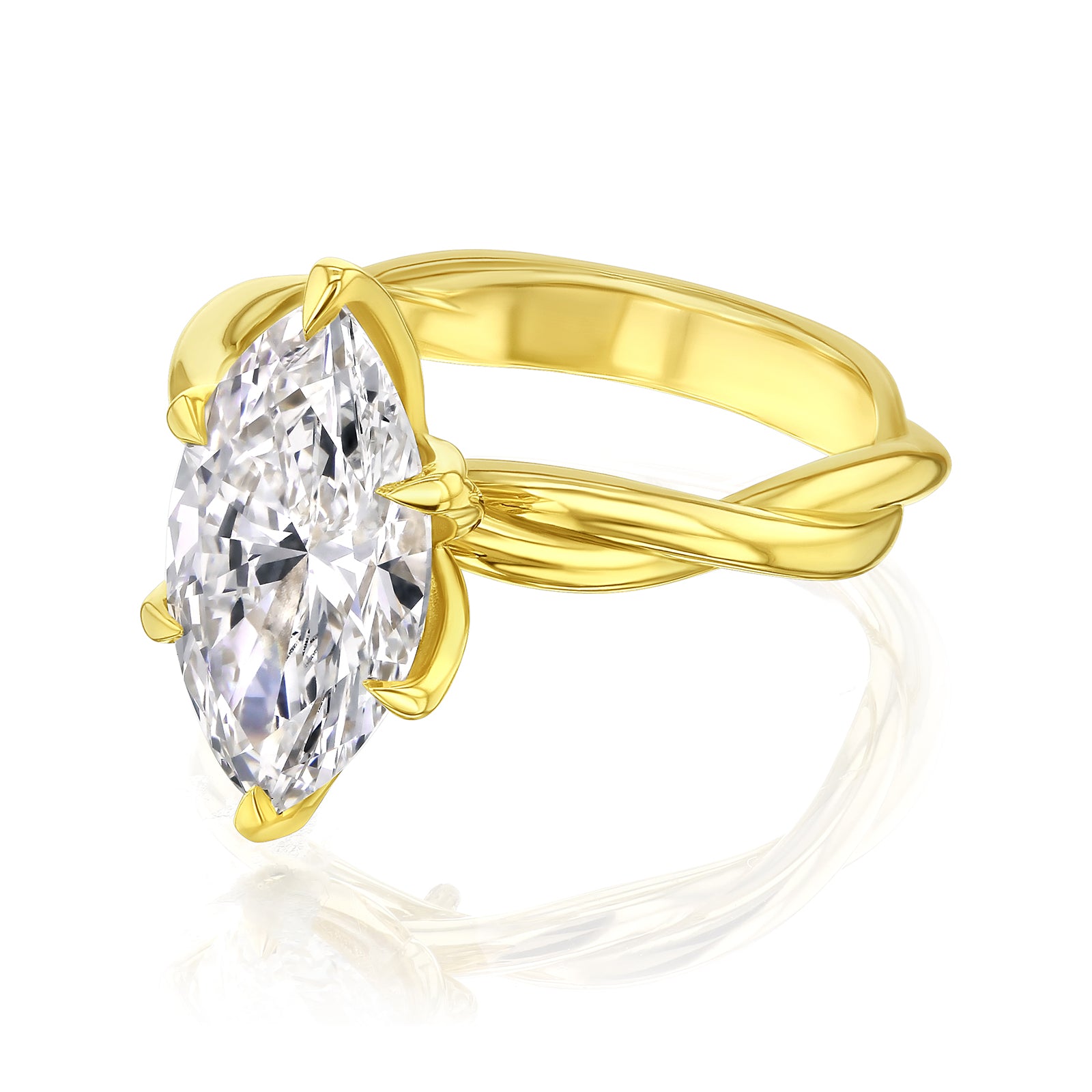3 Carat Lab Grown Diamond Marquise Plain Helix Ring