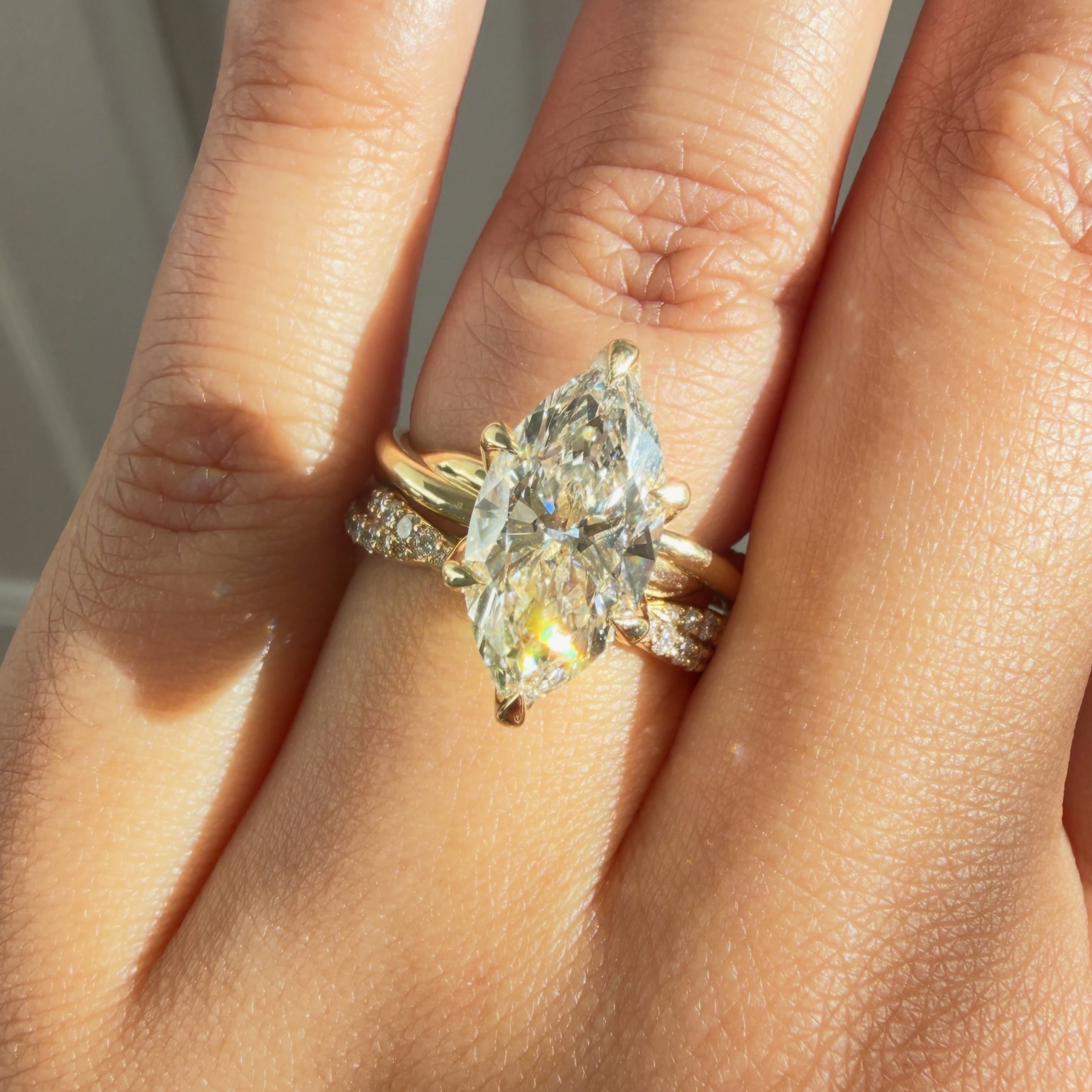3 Carat Lab Grown Diamond Marquise Plain Helix Ring