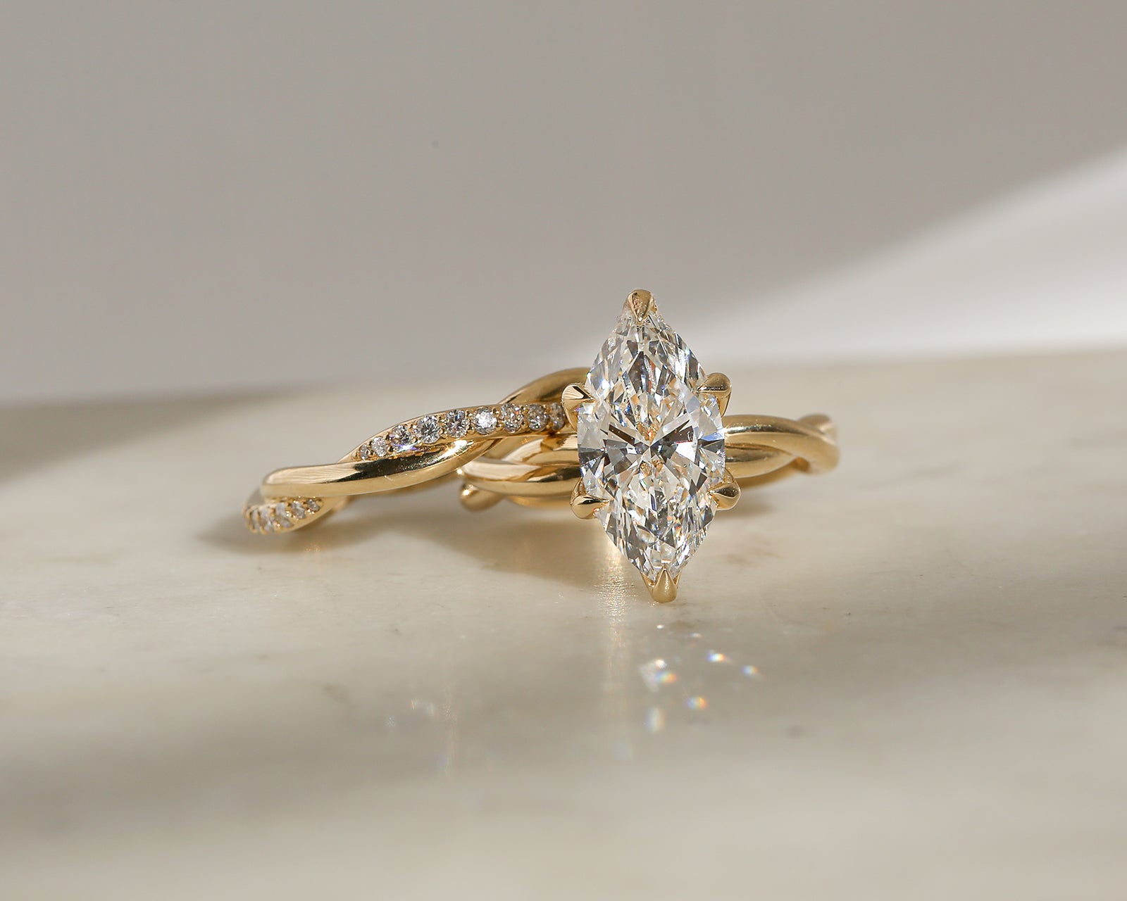 3 Carat Lab Grown Diamond Marquise Plain Helix Ring