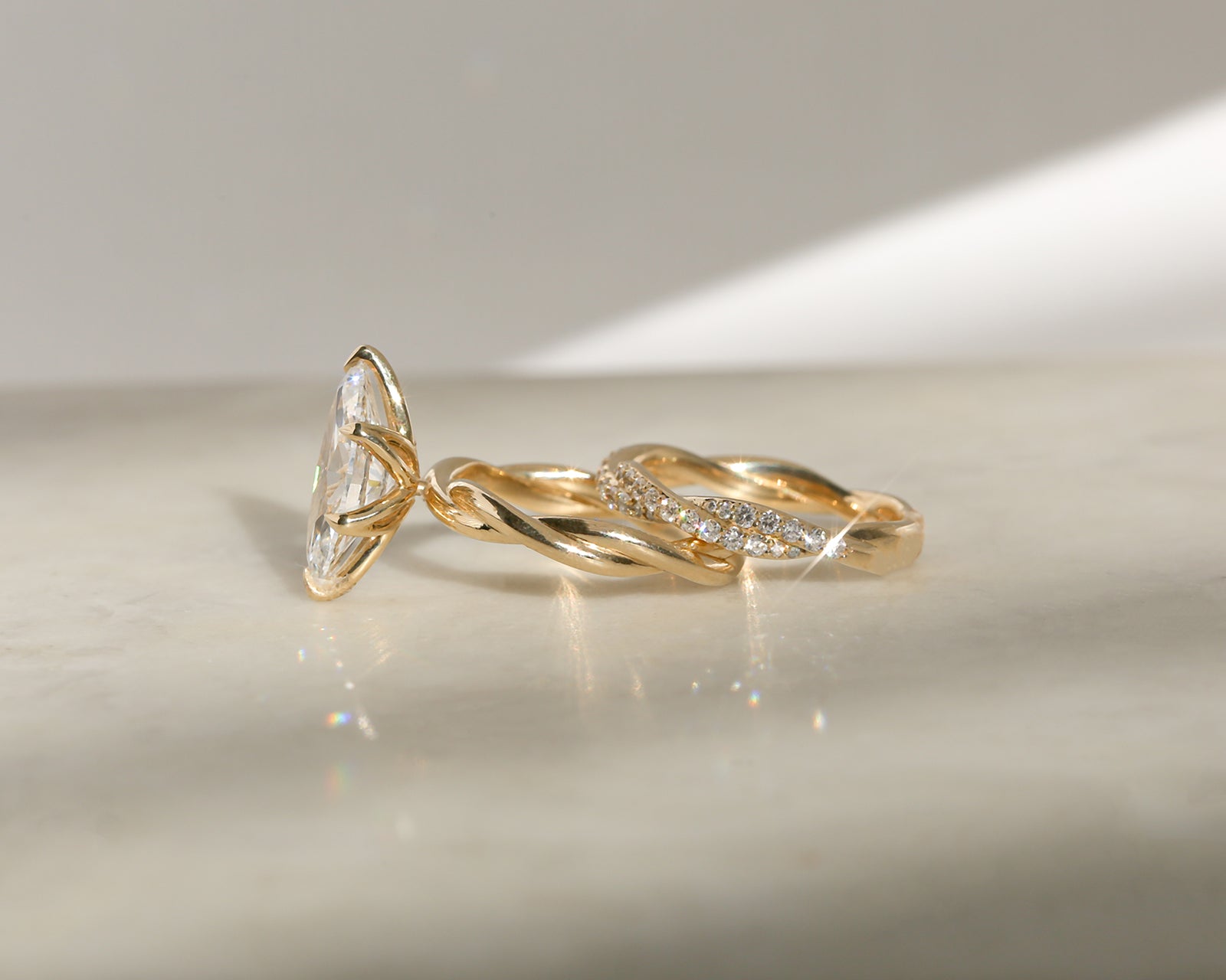 3 Carat Lab Grown Diamond Marquise Plain Helix Ring