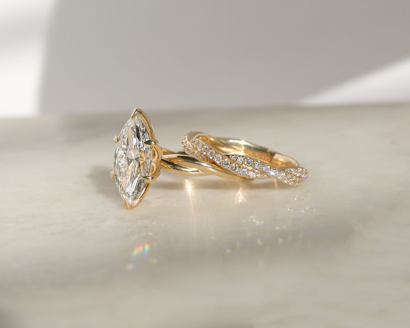 3 Carat Lab Grown Diamond Marquise Plain Helix Ring