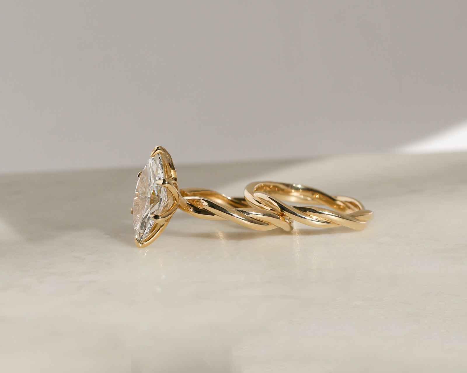 3 Carat Lab Grown Diamond Marquise Plain Helix Ring
