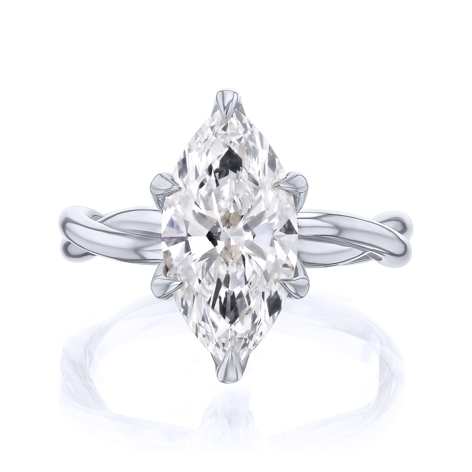 3 Carat Lab Grown Diamond Marquise Plain Helix Ring