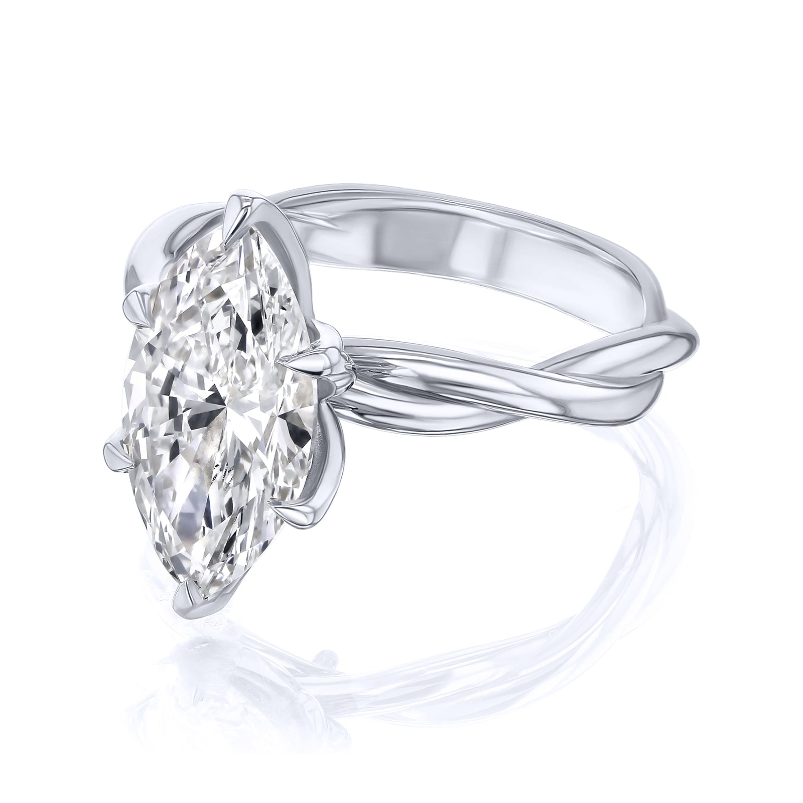 3 Carat Lab Grown Diamond Marquise Plain Helix Ring