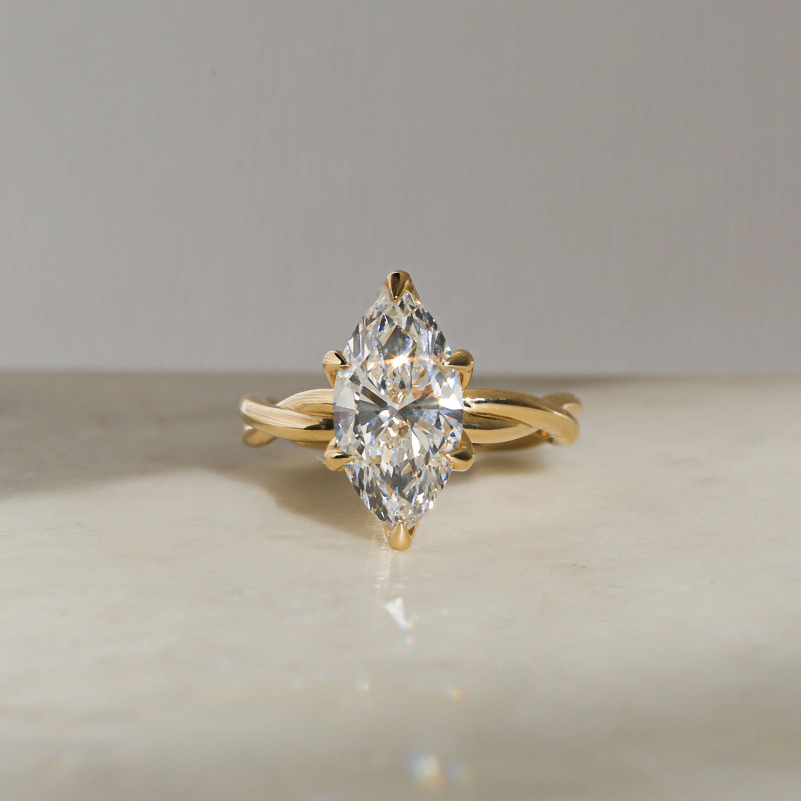 3 Carat Lab Grown Diamond Marquise Plain Helix Ring