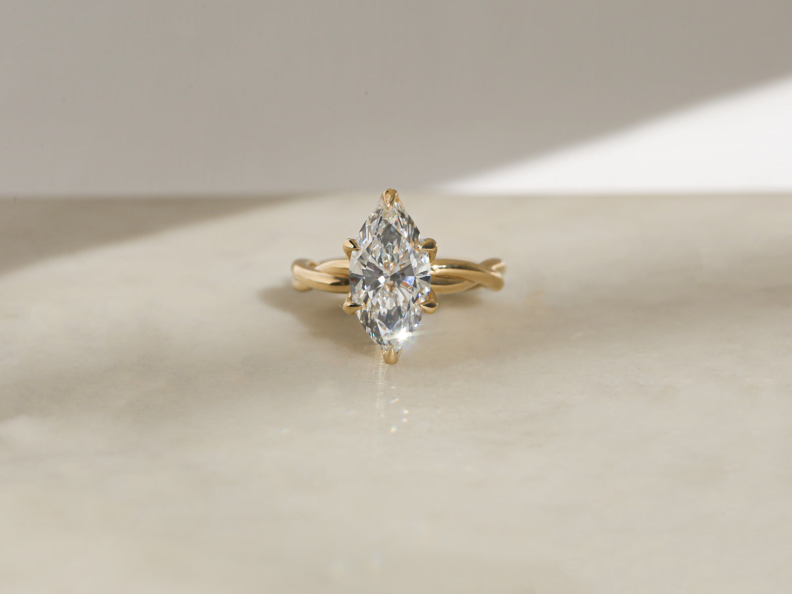 3 Carat Lab Grown Diamond Marquise Plain Helix Ring