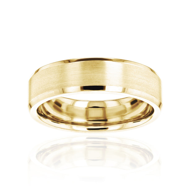 6mm Satin Gold Bevel Edge Casey Ring