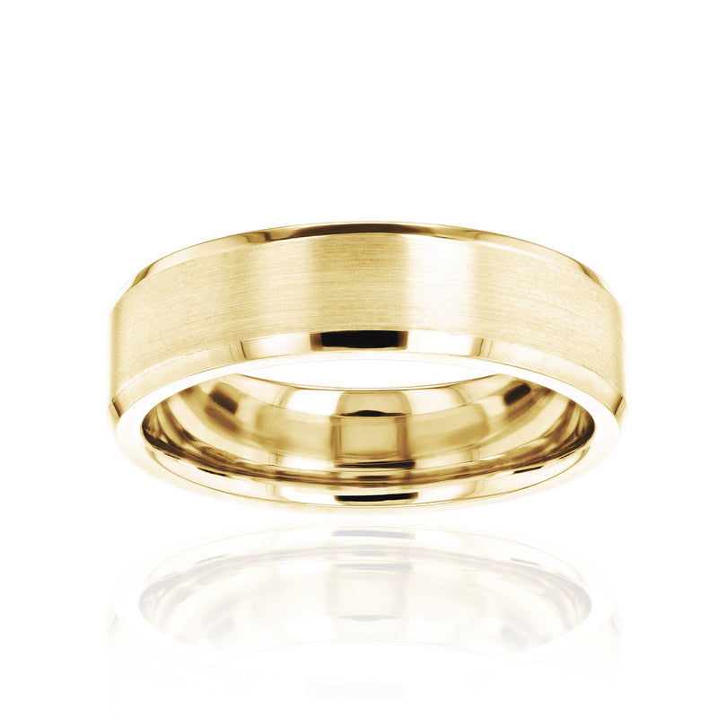 6mm Satin Gold Bevel Edge Casey Ring