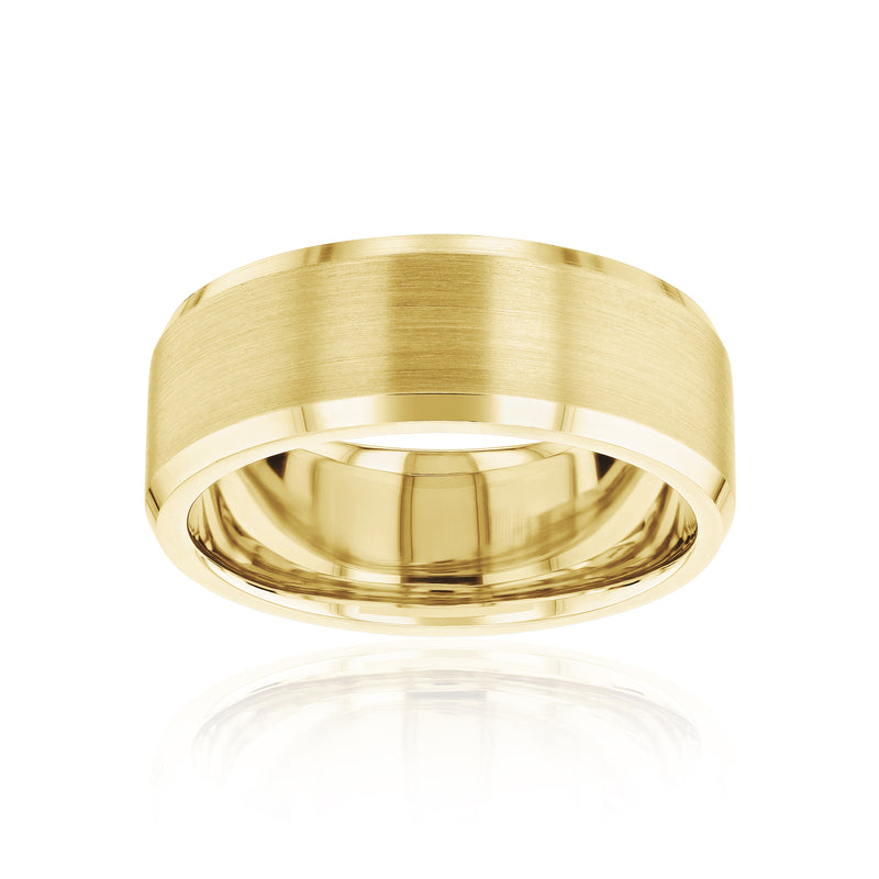 8mm Satin Gold Bevel Edge Kenneth Ring